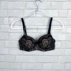 Victoria's Secret Dream Angels Black Lace Lined Demi Bra Size 32DD